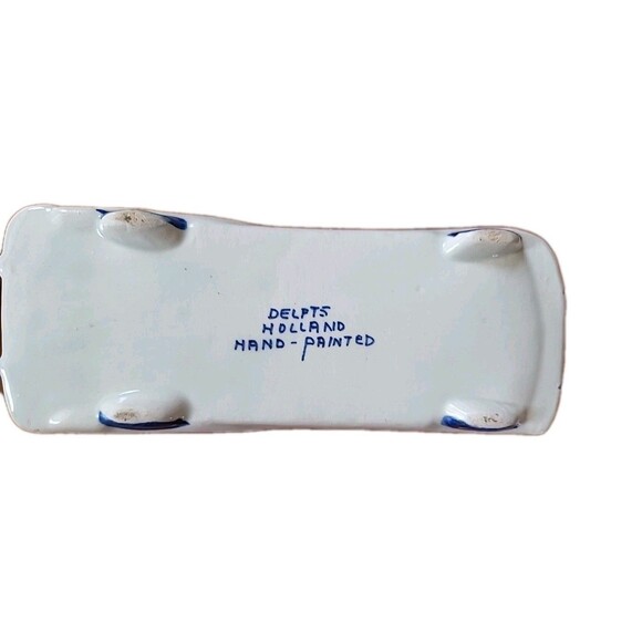 Rare Vintage Delfts Ashtray/Bowl Decor Convertible Car 6" Blue & White Holland - Picture 12 of 13
